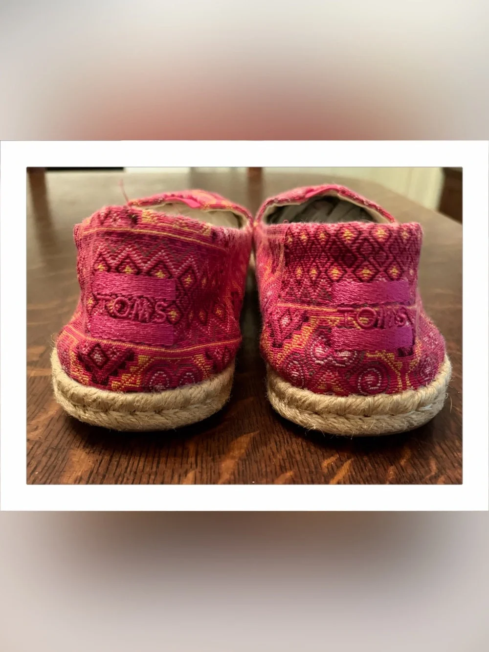 Toms Pink Patterned Canvas Espadrille Slip-Ons